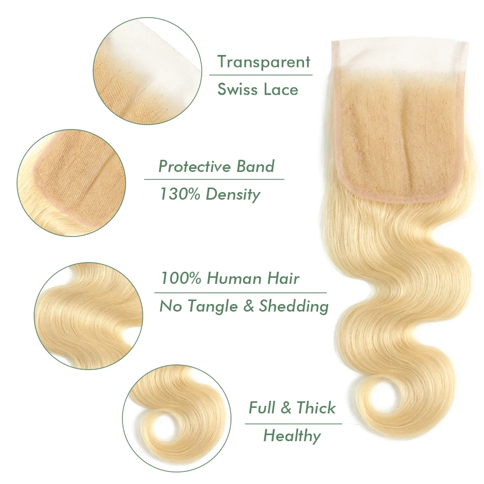 613 блонд пучки с застежкой волнистые пряди бразильские человеческие волосы Remy