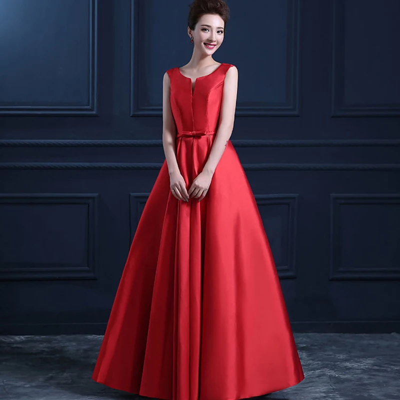 Женское атласное длинное вечернее платье AnXin SH Красное Атласное винтажное цвета