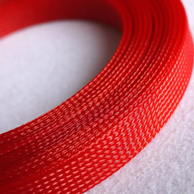 8mm Braided Expandable Sleeve PET Tight Wire Wrap High Density Insulated Cable Harness Line Protector Cover Sheath Single Color images - 6