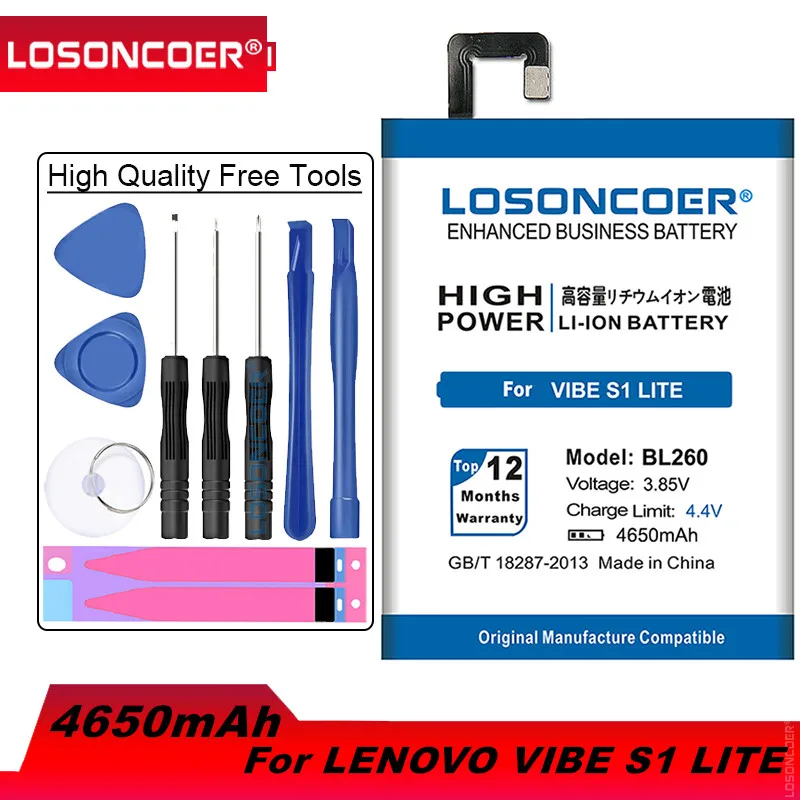 LOSONCOER 4550 мАч BL260 высокое качество батарея для Lenovo VIBE S1 Lite S1c50 S1a40|Аккумуляторы