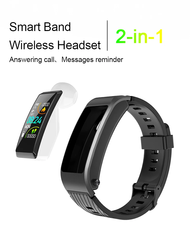Спортивный смарт браслет S2 Bluetooth 5 0 беспроводная гарнитура 2 в 1 умный с