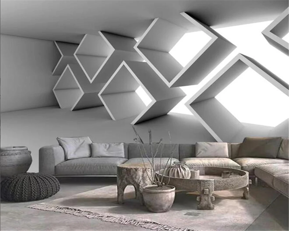 Настенные обои на заказ объемные с изображением космической цементной доски