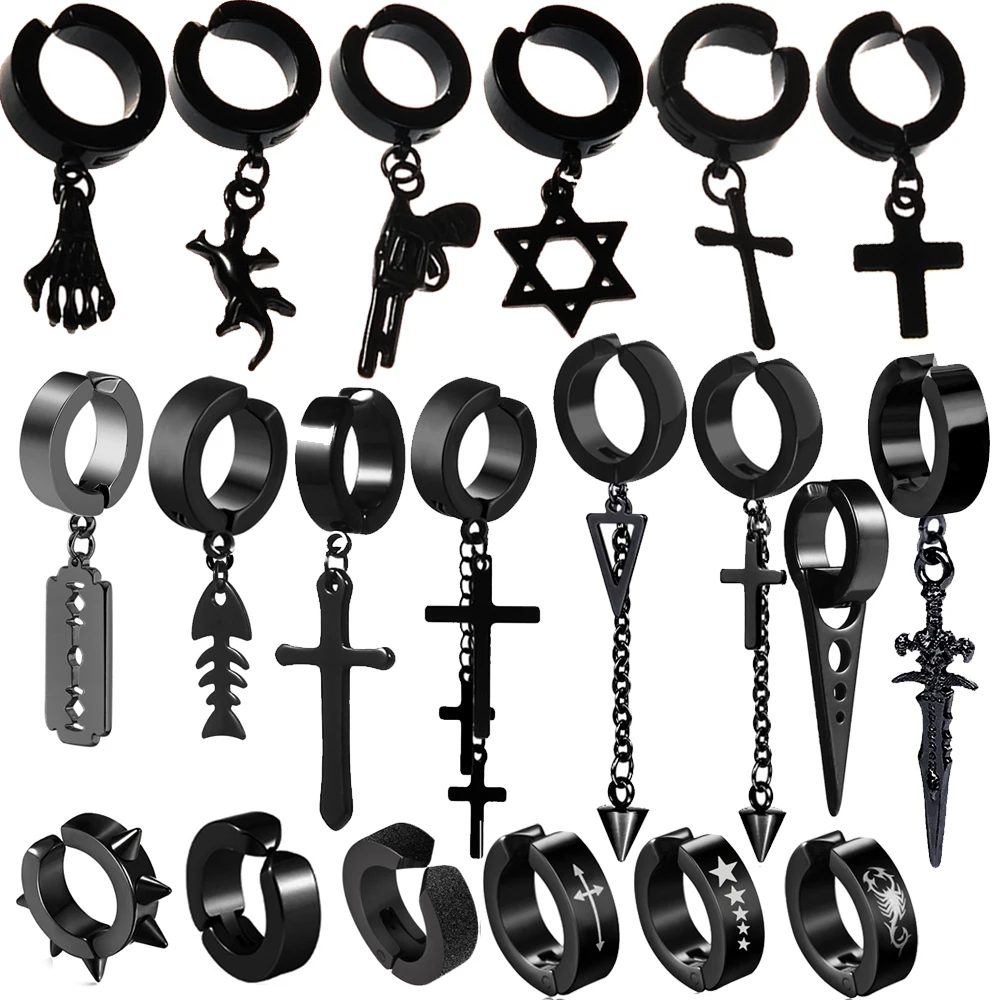

Серьги-клипсы мужские, Круглые, черные, без пирсинга, 1 пара