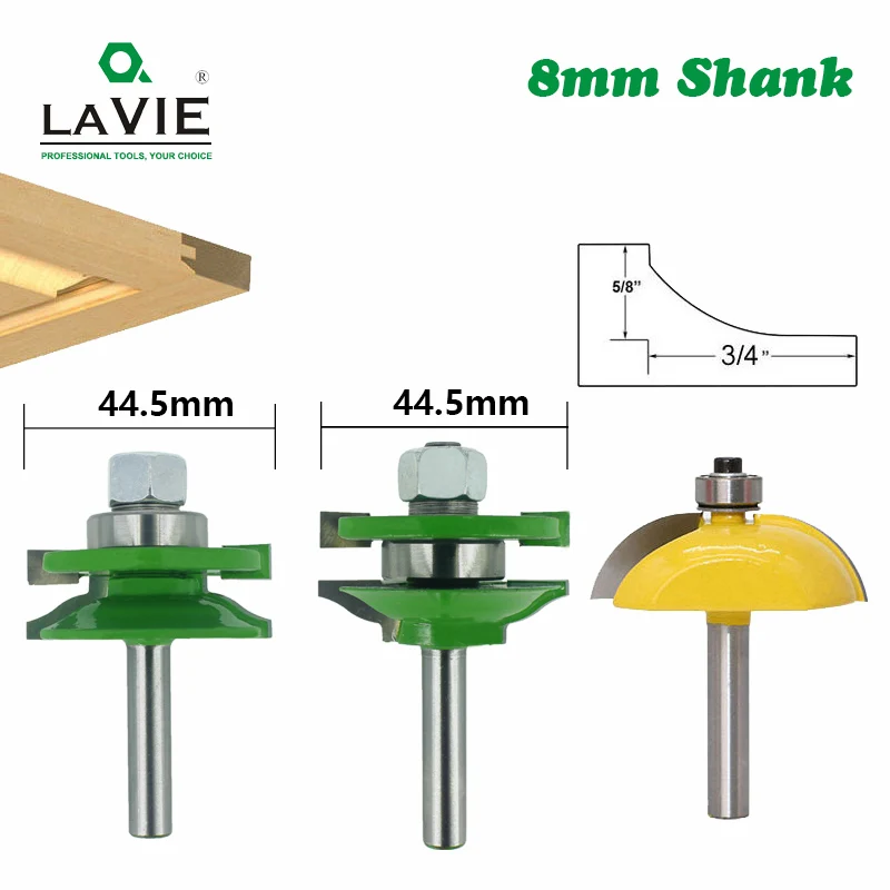

3pcs 8mm Shank Door Panel Cutters Raised Panel Cabinet Router Bit Set Woodworking Cutters Carbide Milling Cutter for Wood 02004