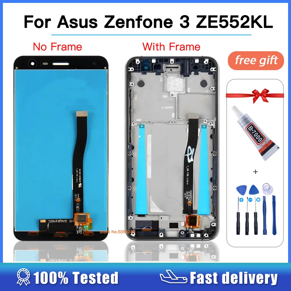 

100% Tested 5.5 inch For Asus ZenFone 3 ZE552KL Z012DA Z012D Z012DC Full LCD DIsplay + Touch Screen Digitizer Assembly Replaceme