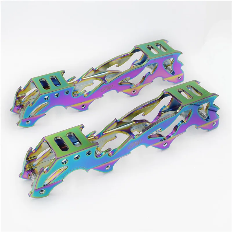 Rocked type 219mm 231mm 243mm roller skates frame 4X72mm 76mm 80mm inline slalom base FSK rockered banana rainbow silver