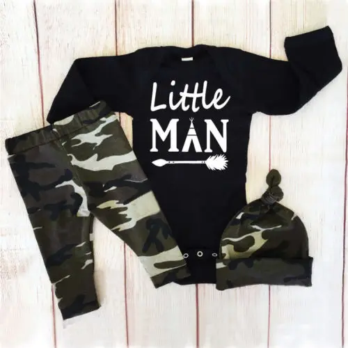 

Одежда для маленьких мальчиков, топы для новорожденных мальчиков, комбинезон, длинные камуфляжные брюки, оригинальный комплект одежды, нов...