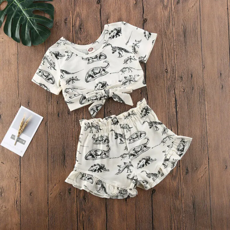 Комплект летней одежды из 2 предметов для маленьких мальчиков и девочек костюмы с