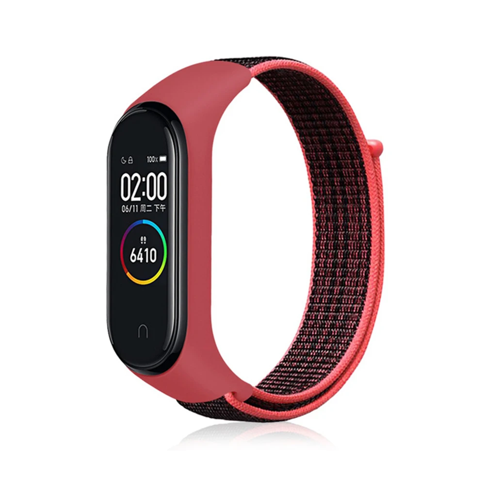 1 red black Pulseira mi band 4 ремешок для xiaomi mi band 4 3 спортивный нейлоновый ремешок для часов дышащий браслет ремешок для часов Смарт часы аксессуары 4 - Цвет ремешка: 1 red black