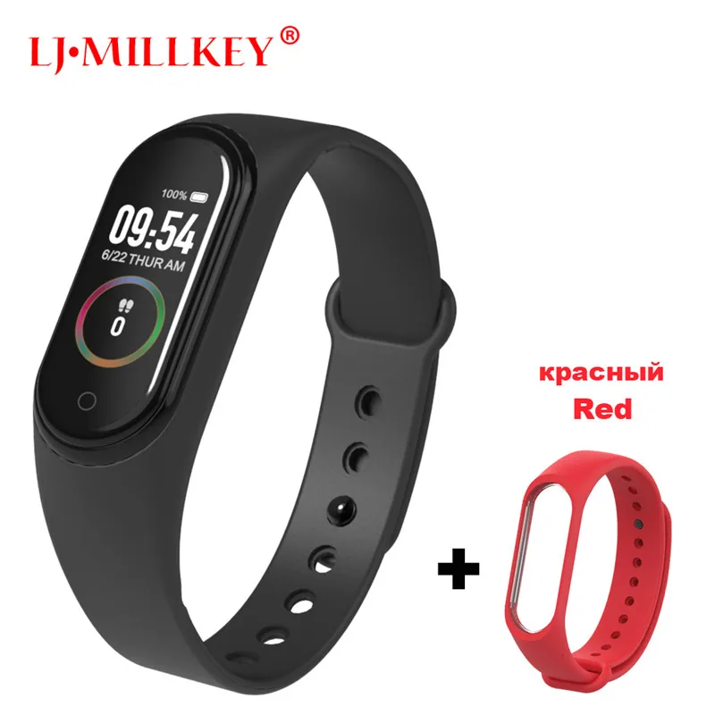 M4Black-Red Умный Браслет Интеллектуальный трекер активности M4 умный Браслет Смарт-браслет 4 пульсометр фитнес-трекер умные часы для мужчин и женщин - Цвет: M4Black-Red