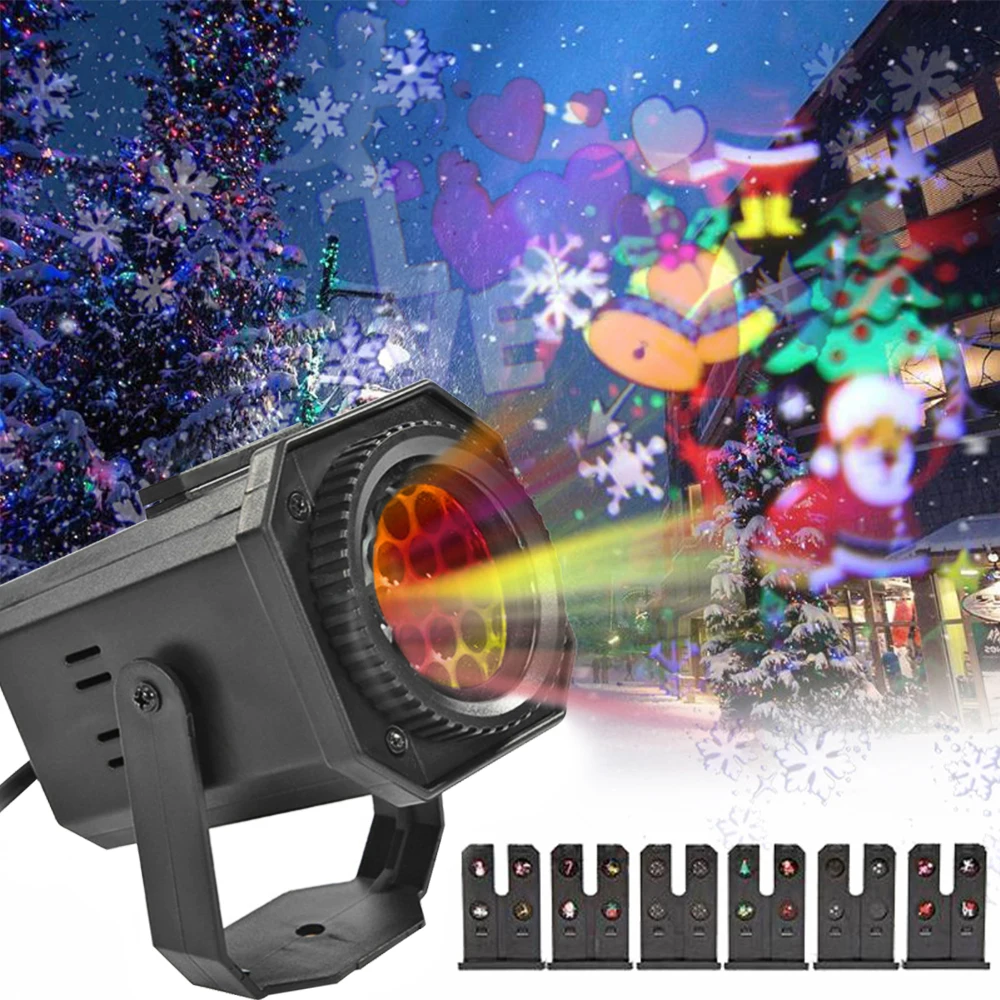 Вращающийся лазерный проектор с 24 узорами светодиодный Рождественский