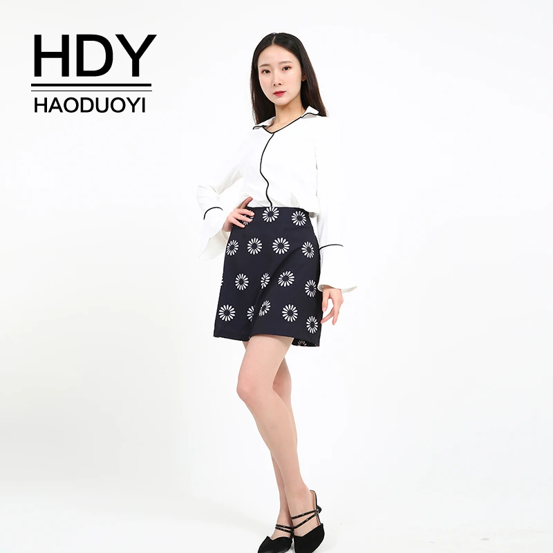 HDY Haoduoyi модная и милая расклешенная летняя юбка с цветочным принтом простая