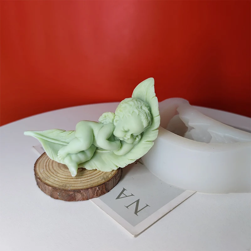 

Angel Baby Sleeping on the Feather Soap Silicone Mold Angel Candle Mold DIY Amora Gypsum Plaster Silicone Mould for Car Decor