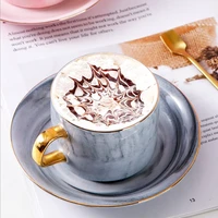 european ceramic marble coffee cup and saucer set creative english afternoon tea flower painted gold