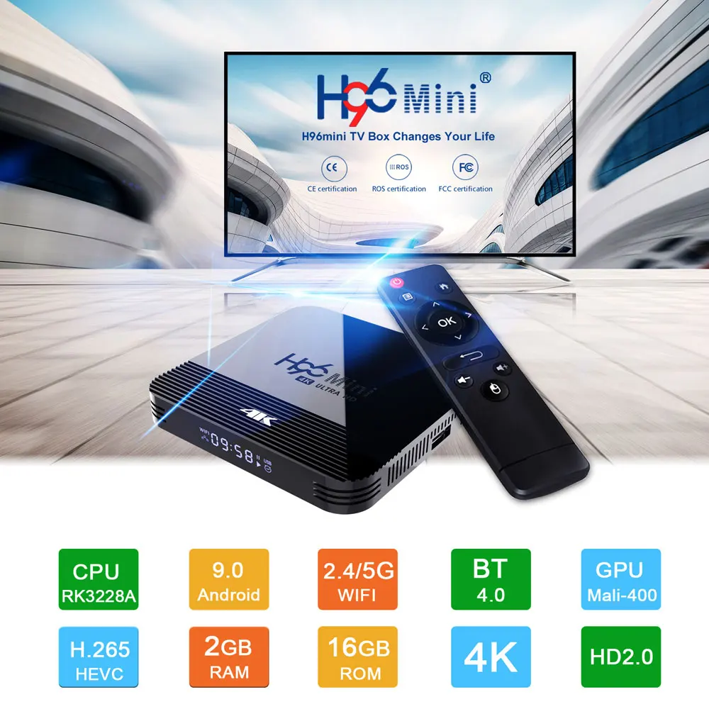 ТВ приставка H96 Mini H8 Android 9 0 Rk3228A двойной Wi Fi Bluetooth Hd сетевой бокс|ТВ-приставки и