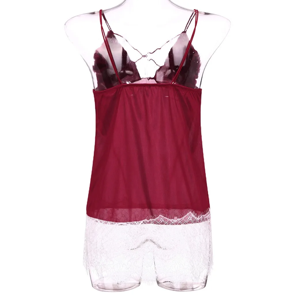 Новинка женская ночная рубашка кружевное v образный вырез открытая спина платье