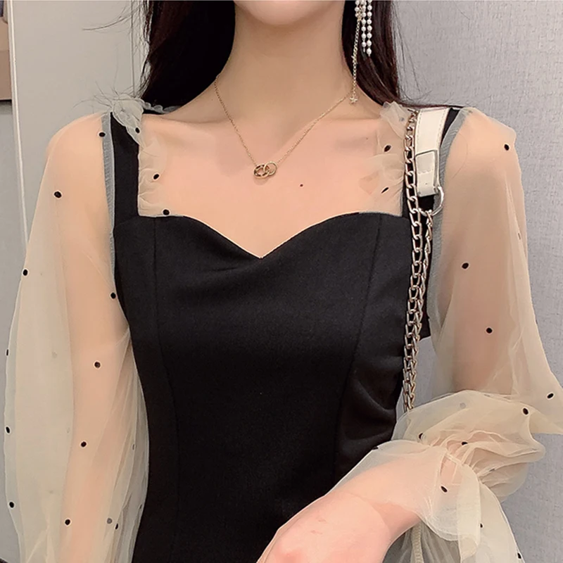 S-XL корейское платье с длинным рукавом для женщин осень/зима новое повседневное