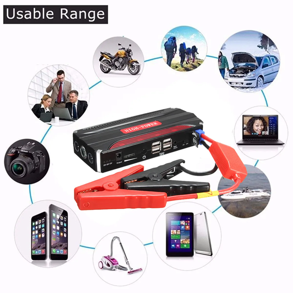 12v 69800mah car jump starter emergency start over current protected battery 4 usb power bank led w smart clip free global shipping