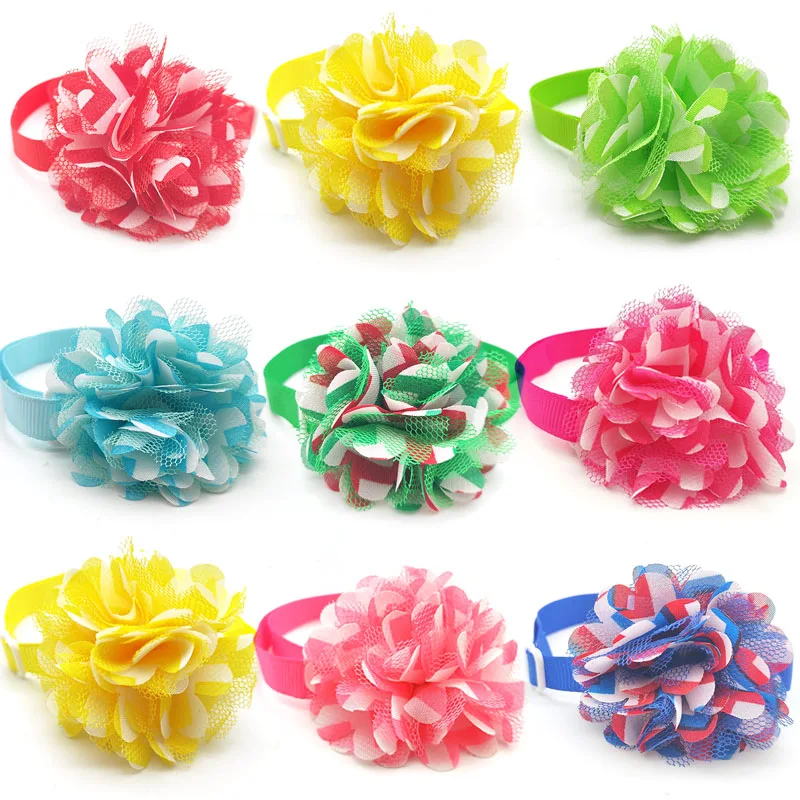 30/50 шт. шифоновый ошейник в полоску для маленьких и средних собак|Аксессуары