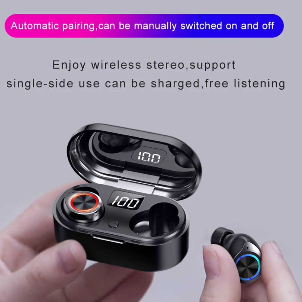 TWS 5 0 Bluetooth наушники со светодиодным дисплеем беспроводные стерео мини-гарнитура