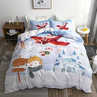 christmas santa claus print bedding set 3pcs duvet cover set snowman comforter set twin full kids comforter bed gift