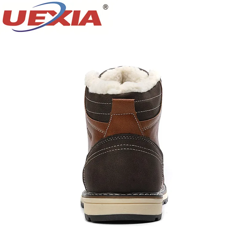 UEXIA Мужская зимняя обувь высокое качество зимние кожаные ботинки ручная работа