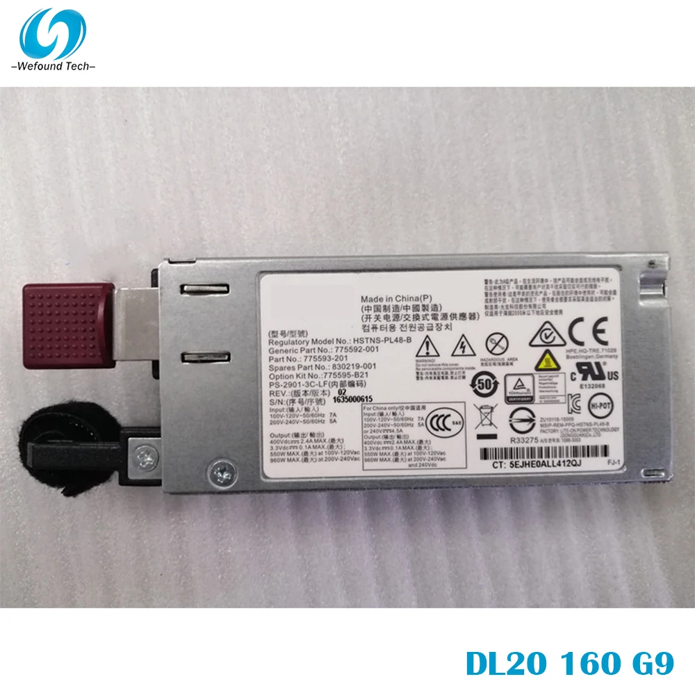 

100% Test For Power Supply For HP DL20 160 G9 900W HSTNS-PL48-B 775595-B21 775592-001 830219-001 775593-201 Work Good