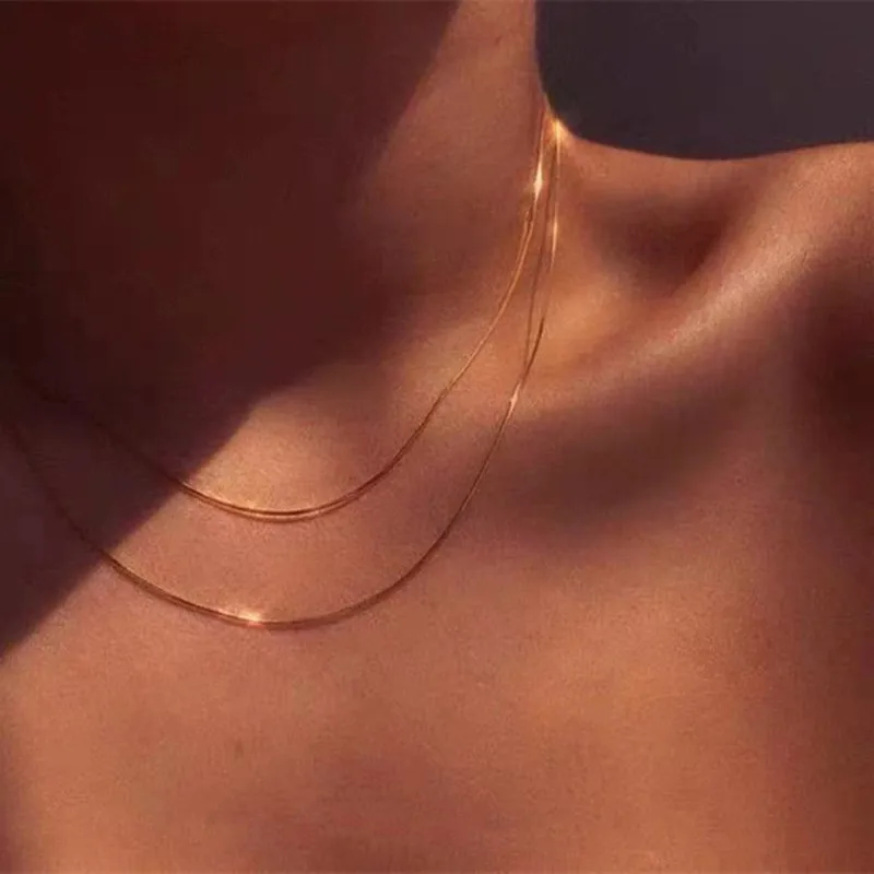 

Women Neck Chain Gold Color Choker Necklaces Thin Chain On The Neck Minimalist Pendant Jewelry 2021 Chocker Collar For Girl