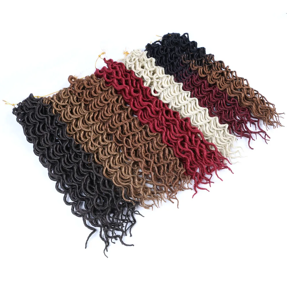 

Ombre Deep Curly Faux Locs Crochet Braiding Hair Synthetic wave Goddess Locs Braids 18 " Curly Faux Locs Crochet Hair Extensions