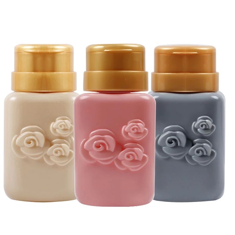 

200ml/7.05oz Pink Push Down Empty Pump Dispenser - Hold Nail Polish/Makeup Remover 13 Color Dispenser Bottles HJ23D6