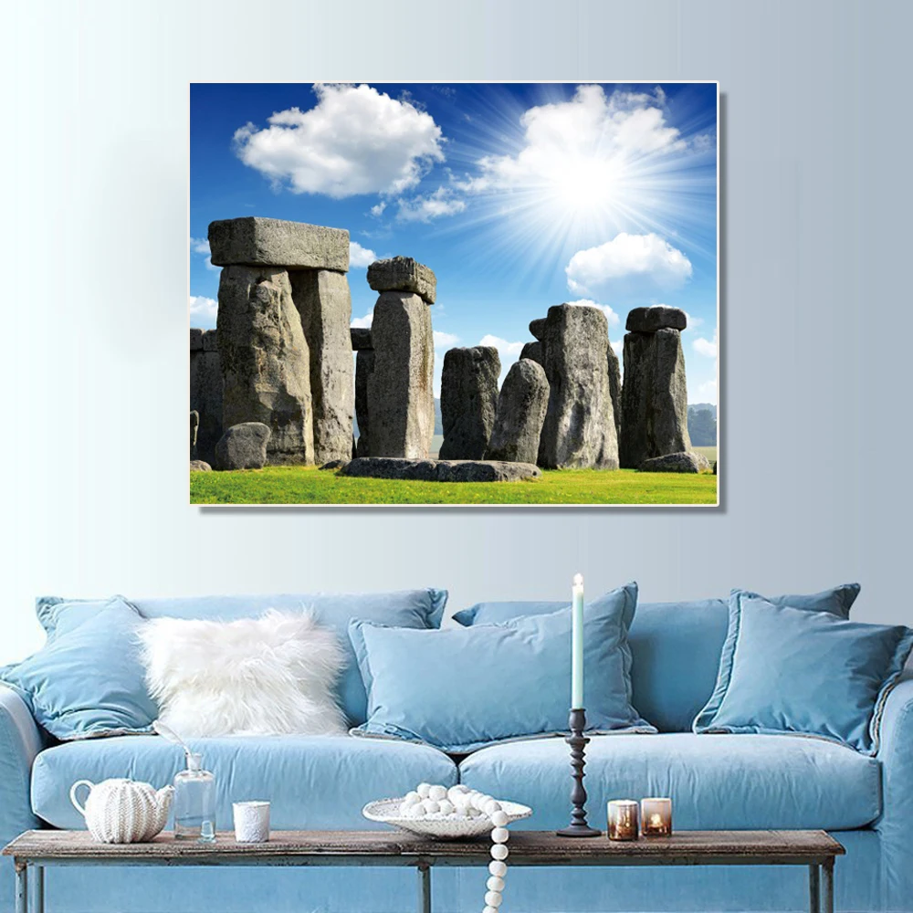 Laeacco холщовая картина с каллиграфией наружная сцена плакаты принты памятник