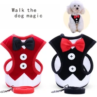 cute modeling rabbit harness dog leash vest traction rope teddy bear mini dog chest strap denim collar pet products