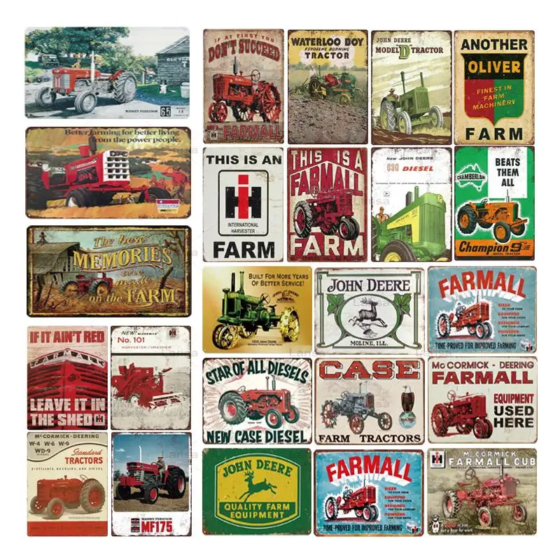 

Farm Tractors Metal Tin Signs Farm Trucks Poster Vintage Wall Art Painting Plaque Art Craft Pub Bar Home Decor Metal Painting