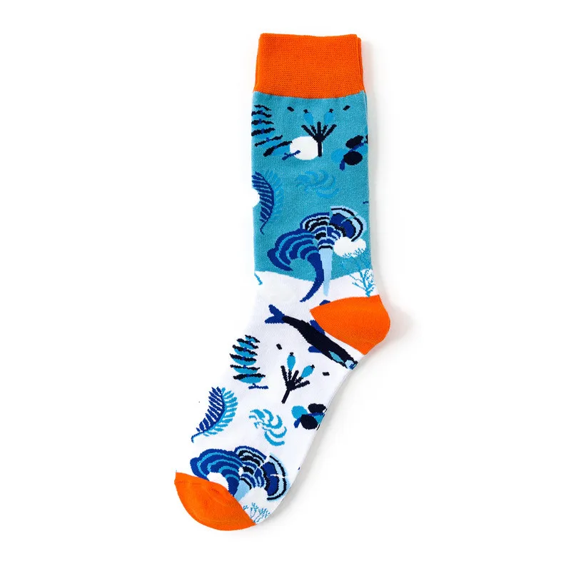 

Fashion Creative Ocean Series Unisex Socks Conch Whale Shark Seahorse Harajuku Tide Sock Women Happy Funny Winter Cotton Socks