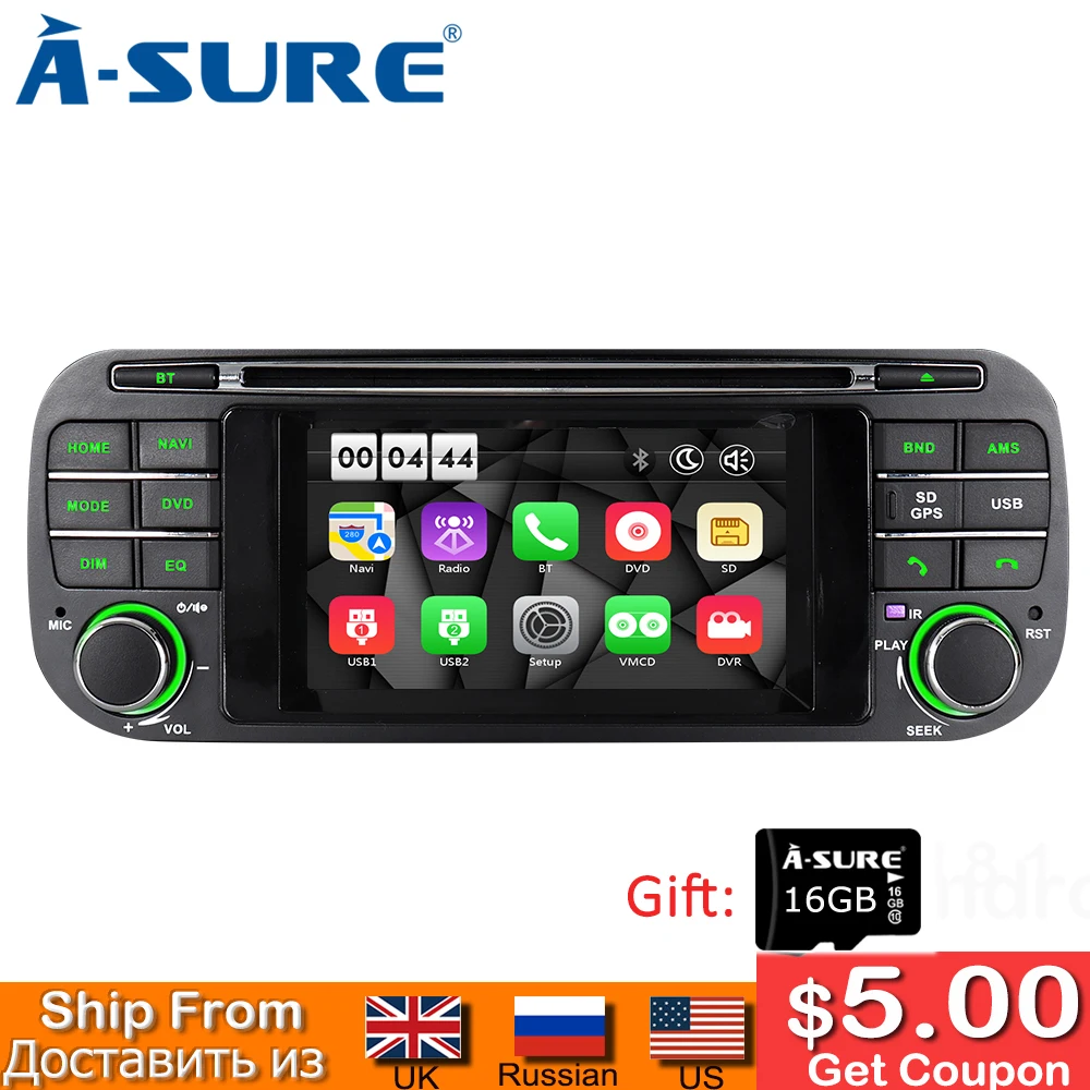 A-Sure 4,3 дюймов Android Авто Радио DVD стерео gps навигация для Jeep Grand Cherokee Wrangler Sebring Dodge 2002-2006 16G