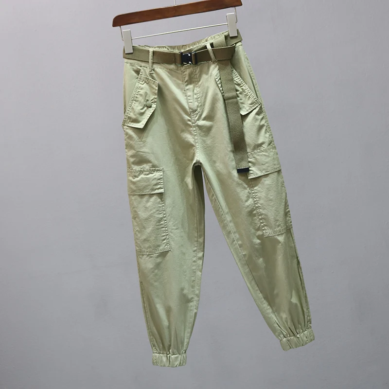 

2021 European and American women's fashion casual loose and thin waist overalls 1682
