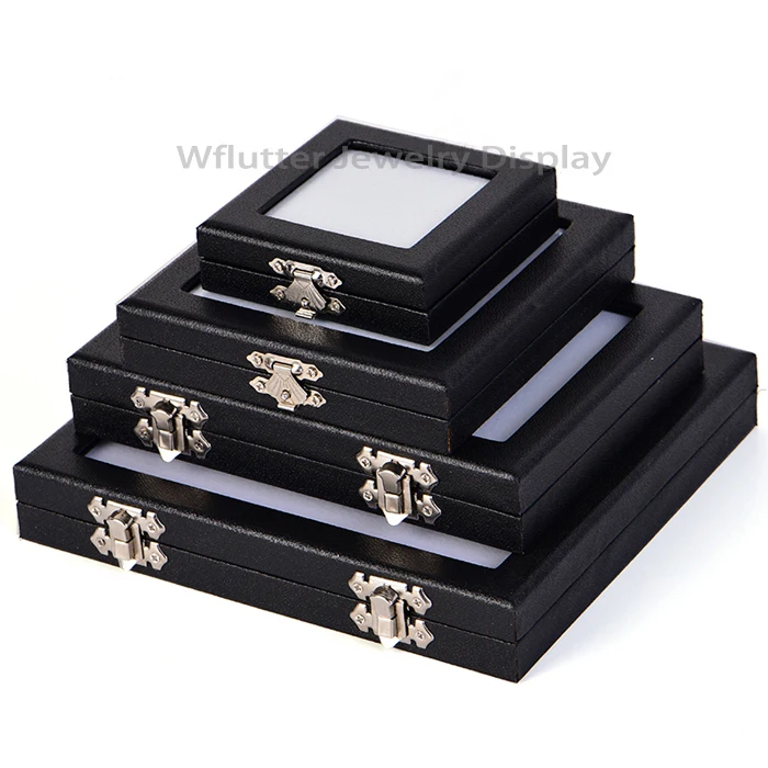 High Quality Gemstone Display Box Leatherette Diamond Storage Box  Gem Display Organizer Stone Case Jewelry Holder Showcase