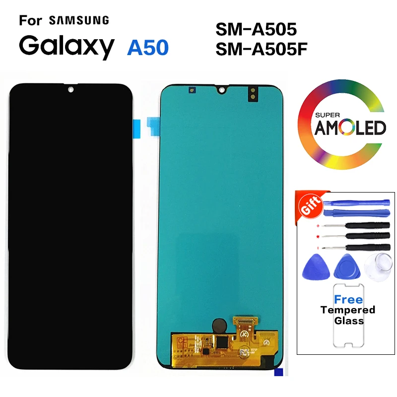 Сменный ЖК экран Amoled для Samsung Galaxy A50 модуль замены дисплея A505 A505G|Экраны мобильных