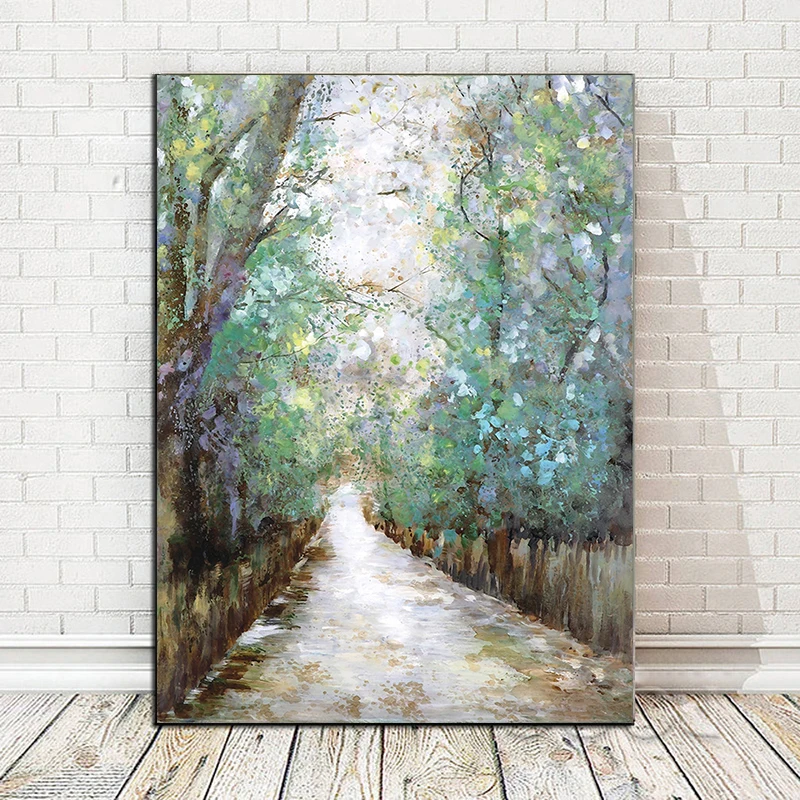Большая абстрактная лесная дорожка холст Художественная печать живопись