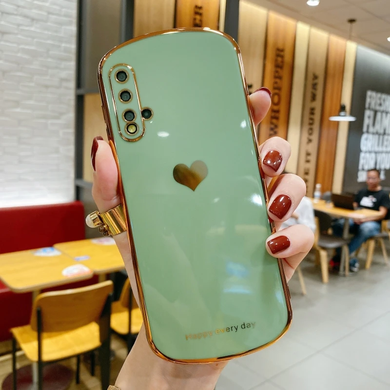 

For Huawei nova7 pro se nova5 Oval Electroplated Love Heart Shatter Resistant Screen Protection Mobile Phone Case