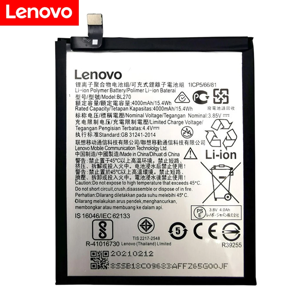 Аккумулятор BL270 для Lenovo K6 Note K53a48 Vibe Plus G G5 2021 года 100% оригинальный аккумулятор 4000