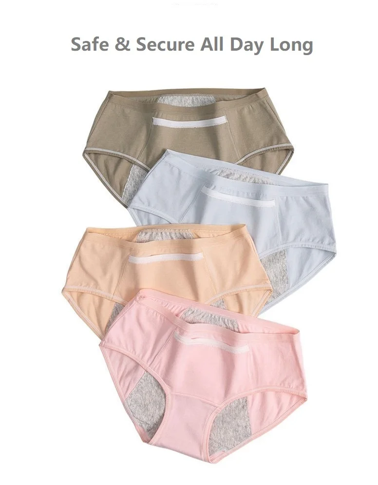 

Женские трусики для менструальных периодов, средняя талия, полное покрытие, герметичные хлопковые трусы, нижнее белье