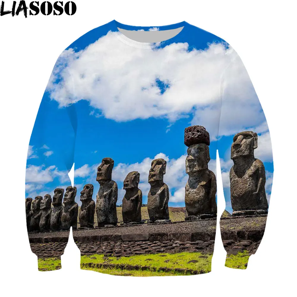 

Свитшот liasao с пасхальными камнями для мужчин и женщин, длинный модный топ с 3D-принтом в стиле Харадзюку, пуловер с круглым вырезом