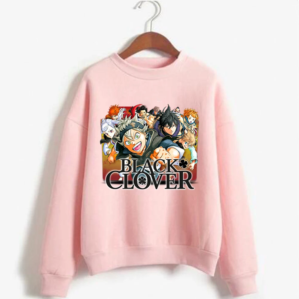 

Свитшот с принтом клевера для мужчин и женщин, Повседневный пуловер с рисунком аниме, уличная одежда, свитшот на осень