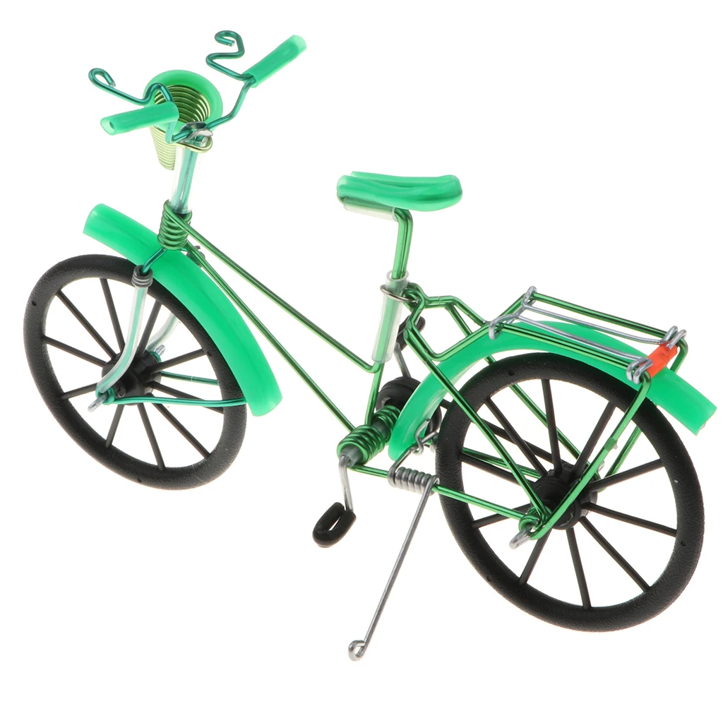 

8 Colors Handmade Mini Bicycle Model with Hook-on Basket Home Decor Crafts 1:10