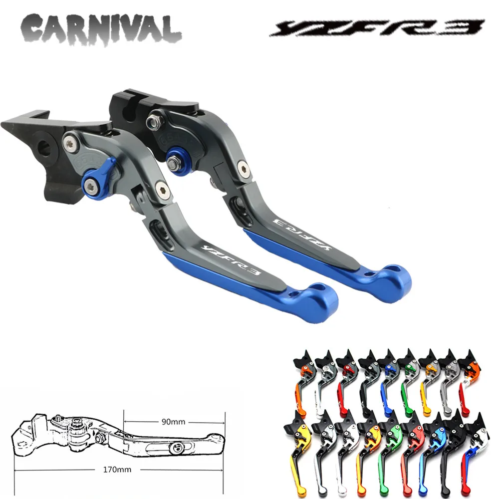 

for Yamaha YZF R3 2015 2016 2017 2018 blue and titanium CNC adjustable extendable folding motorcycle brake clutch levers