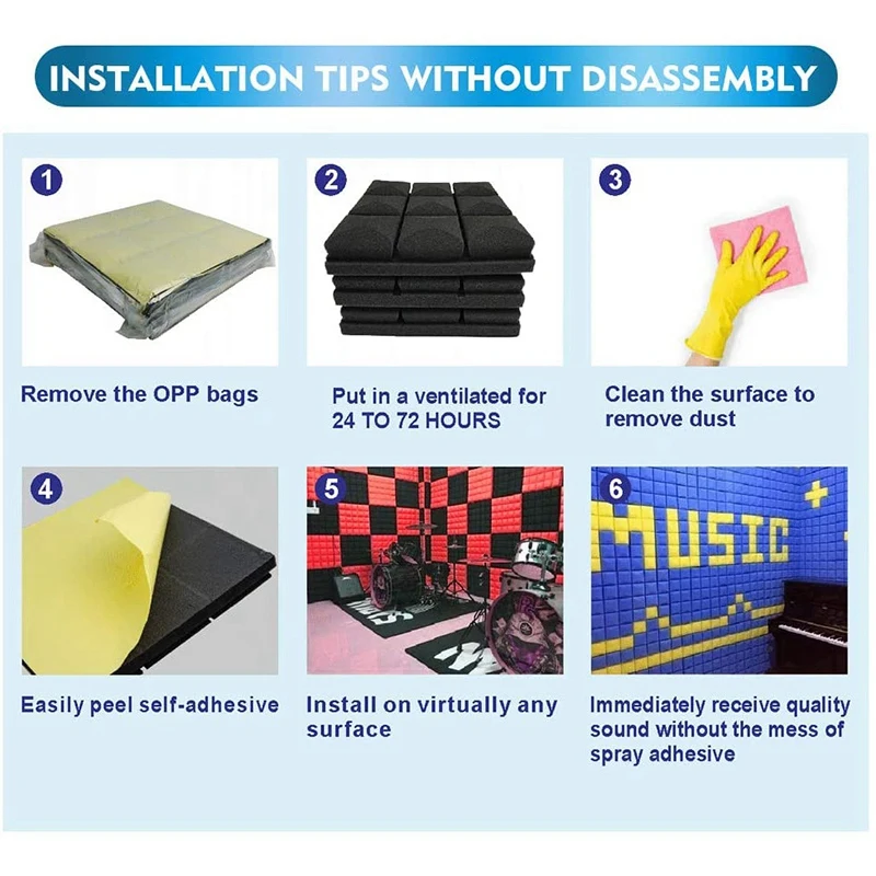 

12Pcs Mushroom Design Acoustic Foam Adhesive Panels Sound Proof Foam Panels 2X12X12inchfor Sound Insulation Absorbing