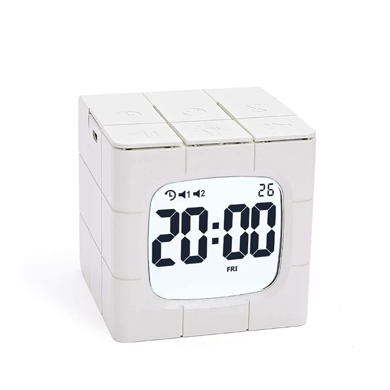 Digital Rubik’s Cube Clock with Calendar ，2 Alarm Settings Night Light desk clock 1-60 Minutes Timer 10 Level Brightness | Дом и сад