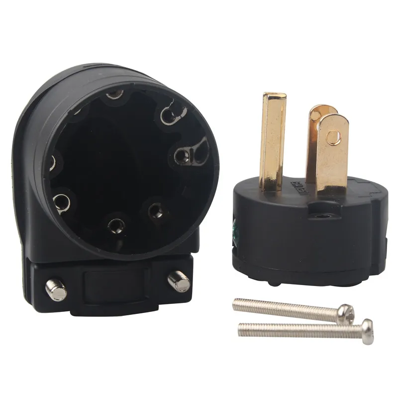 

Xangsane L-shaped curved F1-12 copper gold-plated US power plug plug-in HiFi audio plug plug-in 1 set