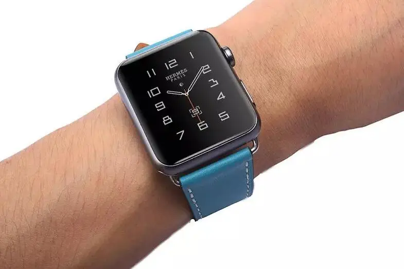 blue Высококачественная кожаная Петля для iWatch 40 мм 44 мм спортивный ремешок для Apple watch 42 мм 38 мм Серия 1 2 3 4 5 - Цвет ремешка: blue